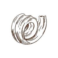 Hand drawn butter curl sketch on white background. Retro style a piece of butter image. Vintage element for labels, packaging and cards design. vector