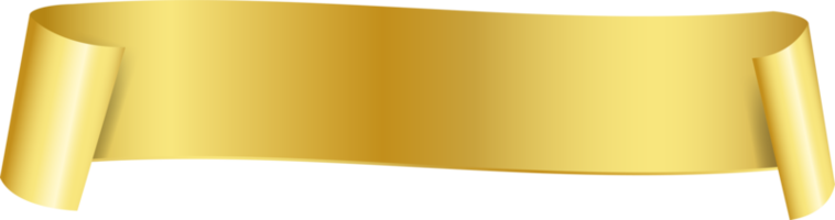 Gold ribbon banner tag label design, isolated background png