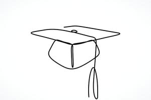 sombrero de graduación dibujo de una sola línea continua vector