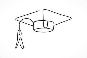 Single continuous line graduation cap vector