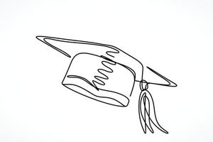 Graduation hat continuous one line drawing vector