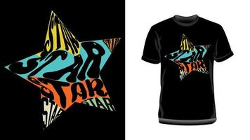 estrella en diseño de camiseta de forma personalizada vector