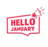 Hello January banner for design icon. Vector template.