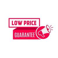 low price guarantee label icon design megaphone. flat banner. vector template.