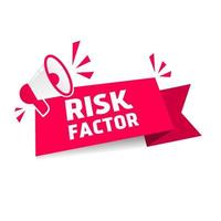 Risk factor sign on Red ribbon. Flat style banner design icon. vector