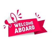 Welcome aboard banner design. Flat vector icon.