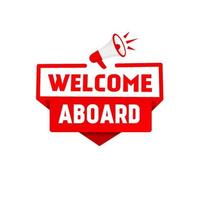 welcome aboard Ribbon megaphone icon. flat design vector. vector