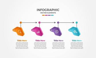 elementos infográficos modernos de cuatro pasos para su negocio, plantilla infográfica empresarial de pasos profesionales vector