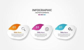 diseño de plantilla de presentación infográfica empresarial moderna de tres pasos, elementos infográficos creativos de 3 pasos vector