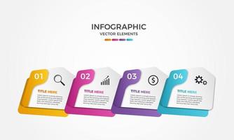 diseño de plantilla de presentación infográfica empresarial moderna de cuatro pasos, elementos infográficos creativos de 4 pasos vector