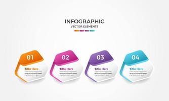 elementos infográficos coloridos de cuatro pasos para su negocio, plantilla de infografía empresarial de pasos profesionales vector