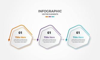 Three steps modern business infographic presentation template design, 3 Steps business infographic elements vector