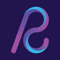 Letter 'RC' Combination Tech Shape logo, gradient colorful glossy colors Graphic Vector Iconic