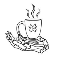 café en una sombra de mano y resalte la ilustración de la camiseta del vector gráfico