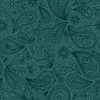 LIGHT EMERALD VECTOR SEAMLESS BACKGROUND WITH EMERALD PAISLEY CONTOUR PATTERN