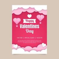 Flat valentines day vertical poster template. - Vector. vector