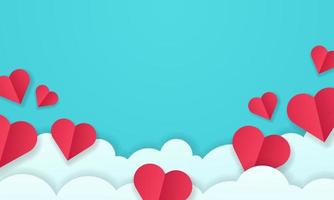 fondo de concepto de día de san valentín con corazón de papel y nube. linda pancarta de venta de amor o saludo. - vectores. vector