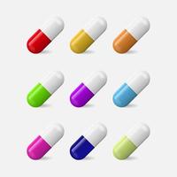 Different color medical pill icon. - Vector. vector