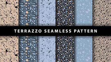 Set of terrazzo seamless patterns. Terrazzo floor pattern. Terrazzo seamless pattern. Collection of terrazzo pattern vector