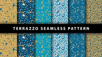 Set of terrazzo seamless patterns. Terrazzo floor pattern. Terrazzo seamless pattern. Collection of terrazzo pattern vector