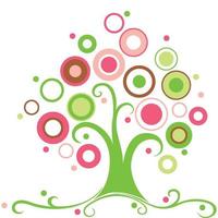 Abstract tree green for your design Vector illustration of multicolored circles tree.