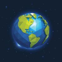 Earth illustration in Low poly style. Polygonal globe icon. Vector isolated