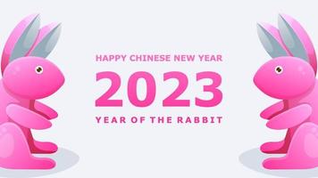 Happy chinese new year 2023 background. Year of rabbit. vector