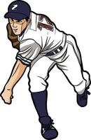 Baseball player throwing ball quickly vector