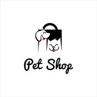 tienda de mascotas gato perro logo veterinaria vector ilustración linda caricatura plantilla