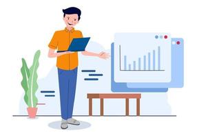 flat design business person with chart illustration vector