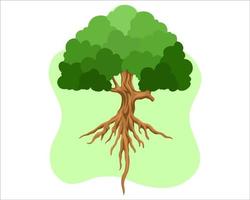 Flat tree design with green leaves illustration vector