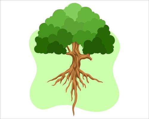 Flat tree design with green leaves illustration