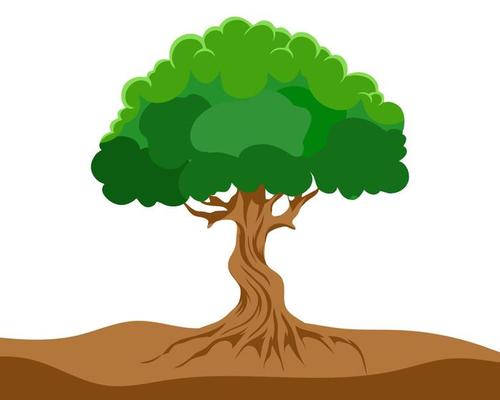 Flat tree on ground illustration