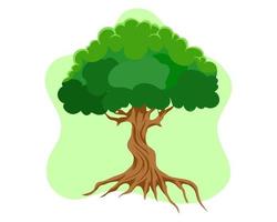 Flat tree design with green leaves vector
