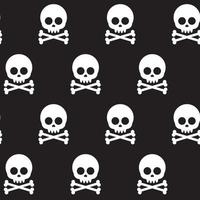 Pattern with skulls and bones on a black background. vector