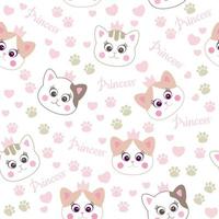 seamless vector pattern with cats princess. wallpaper vector pattern