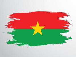 bandera de burkina faso dibujada a mano con pincel vector