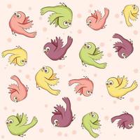 Background with cartoon color birds. vector