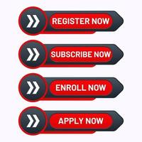 register enroll subscribe and apply now button design set vector