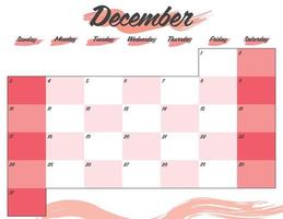 diciembre colorido 2023 letras calendario mensual planificador imprimible vector