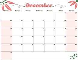 december 2023 cute monthly planner calendar vector