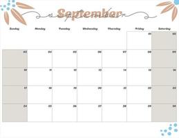 septiembre de 2023 lindo calendario planificador mensual vector