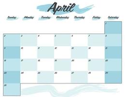 april  colorful 2023 lettering monthly calendar planner printable vector