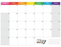 may 2023 simple rainbow colorful monthly planner calendar vector
