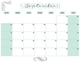 september 2023 elegant monthly printable planner vector