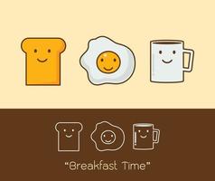 a coffee, eggs and toast Vector illustration.