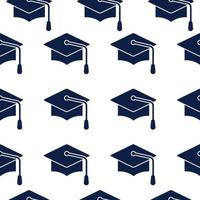 High School, University Graduation Cap Seamless Background Pattern vector