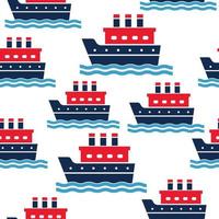 Colorful Ship Seamless Background Pattern vector