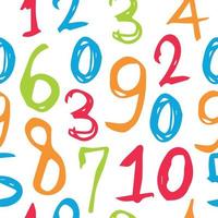 Colorful Hand Drawn Numbers Seamless Background Pattern vector