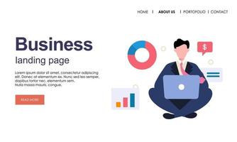 Landing page template of business concept vector